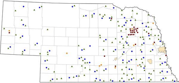 Nebraska Rural Healthcare Facilities map