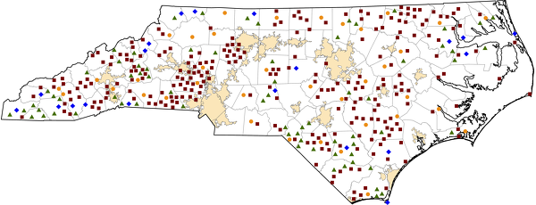 North Carolina Rural Healthcare Facilities map