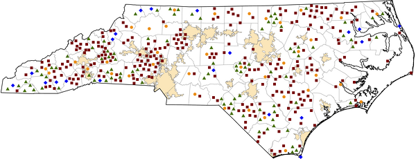 North Carolina Rural Healthcare Facilities map