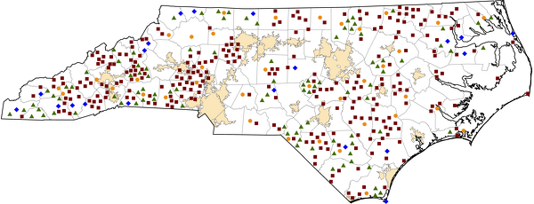 North Carolina Rural Healthcare Facilities map
