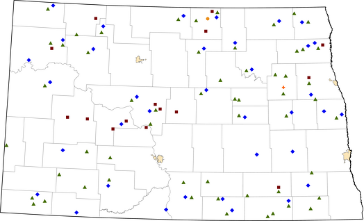 North Dakota Rural Healthcare Facilities map