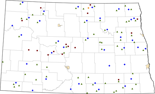North Dakota Rural Healthcare Facilities map