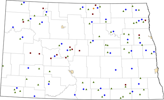 North Dakota Rural Healthcare Facilities map