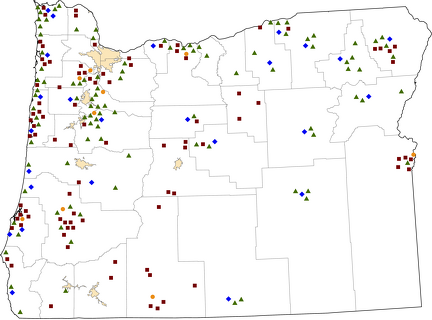 Oregon Rural Healthcare Facilities map