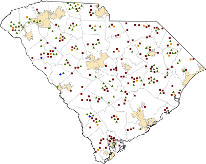 South Carolina Rural Healthcare Facilities map