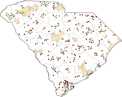 South Carolina Rural Healthcare Facilities map