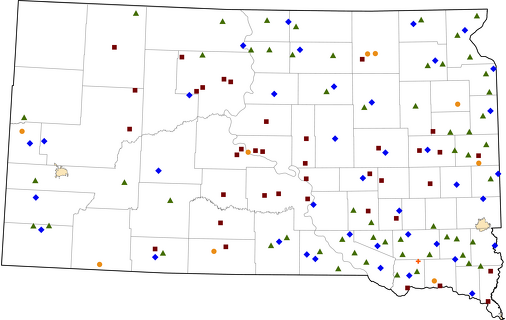 South Dakota Rural Healthcare Facilities map