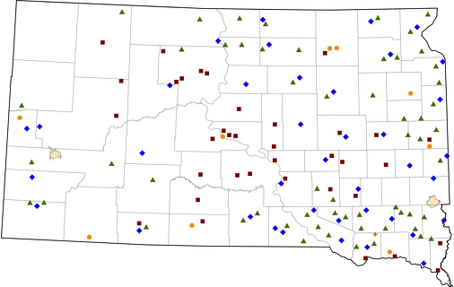South Dakota Rural Healthcare Facilities map