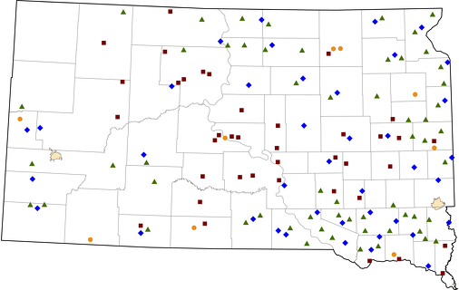South Dakota Rural Healthcare Facilities map