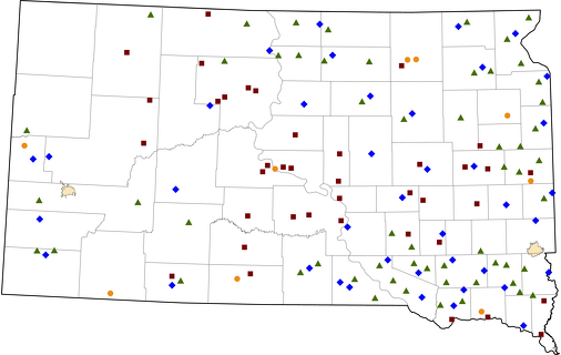 South Dakota Rural Healthcare Facilities map
