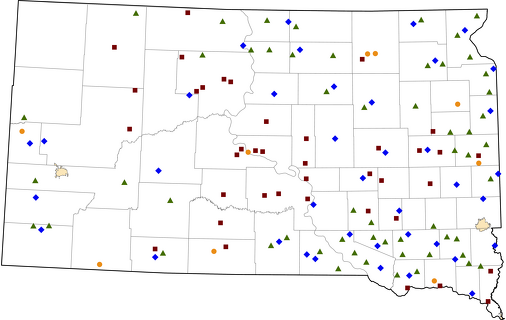 South Dakota Rural Healthcare Facilities map
