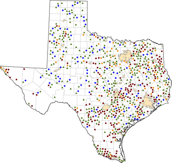 Texas Rural Healthcare Facilities map
