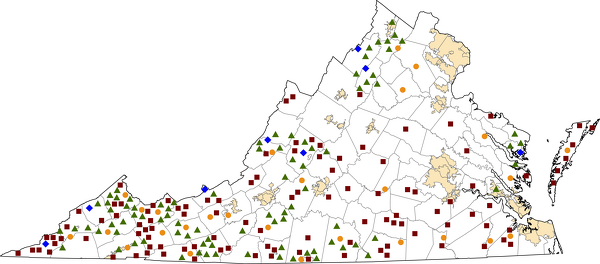 Virginia Rural Healthcare Facilities map