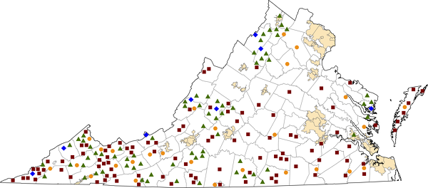 Virginia Rural Healthcare Facilities map