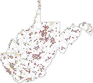 West Virginia Rural Healthcare Facilities map